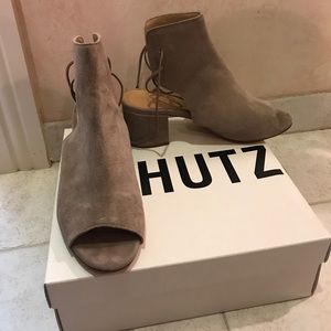 Schutz Suede Block Heeled Sandal